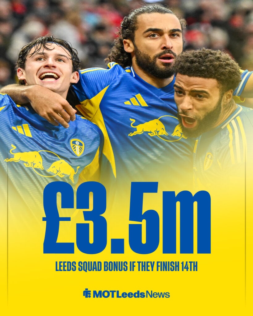 Leeds United's potential squad bonus if they finish 14th in the Premier League