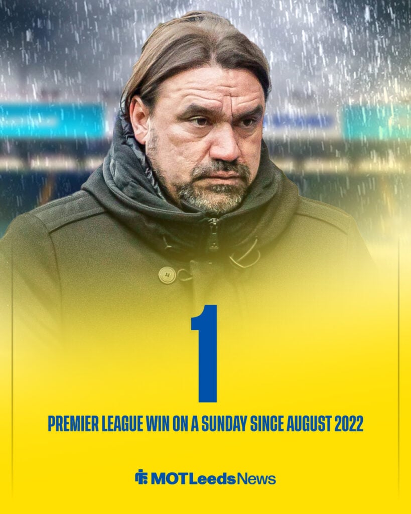 Leeds' number of Premier League wins on a Sunday since August 2022