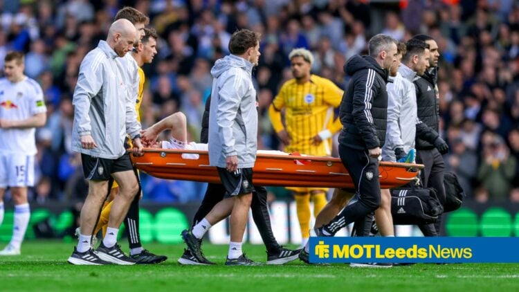 Anton Stach is stretchered off in Leeds' win over Brighton