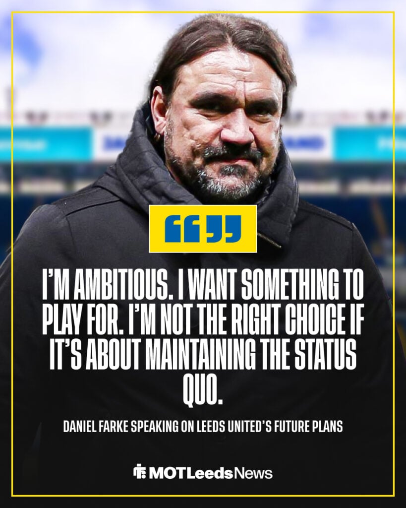 A graphic detailing recent quotes from Daniel Farke.