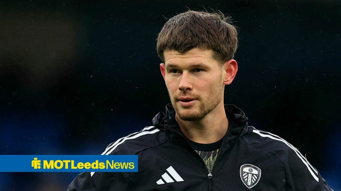 Illan Meslier warms up for Leeds