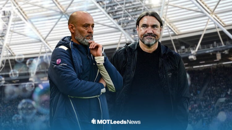 Nuno Espirito Santo and Daniel Farke at the London Stadium.