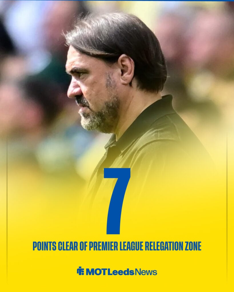 Leeds are seven points clear of the relegation zone
