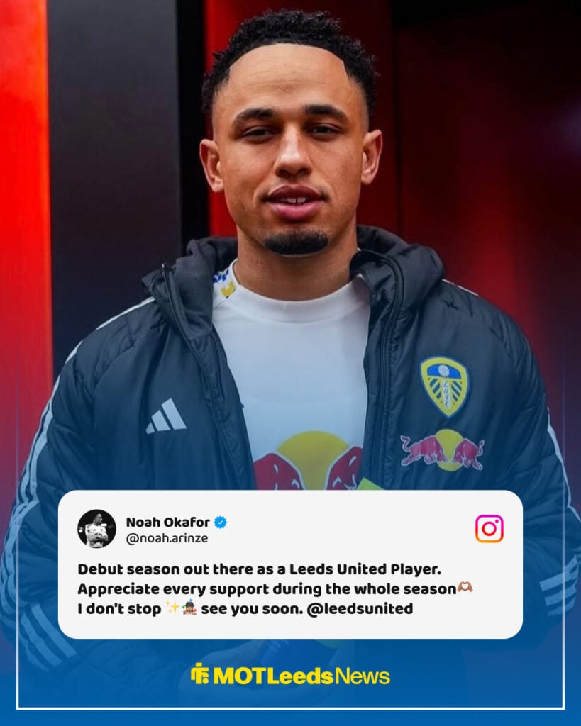 Noah Okafor Instagram post reflecting on his debut season for Leeds United