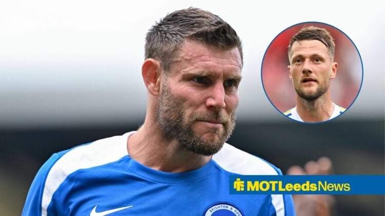 James Milner in action for Brighton with Liam Cooper in circular inset