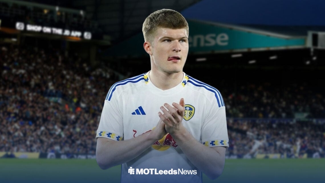 Jordan James in a Leeds United kit at Elland Road